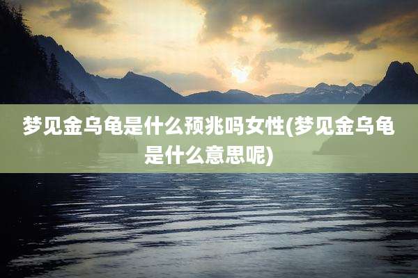 梦见金乌龟是什么预兆吗女性(梦见金乌龟是什么意思呢)