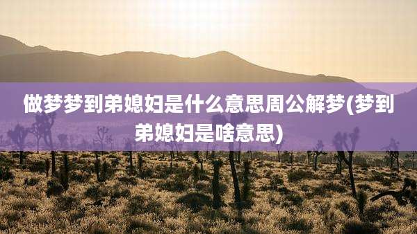 做梦梦到弟媳妇是什么意思周公解梦(梦到弟媳妇是啥意思)