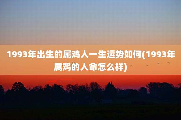 1993年出生的属鸡人一生运势如何(1993年属鸡的人命怎么样)