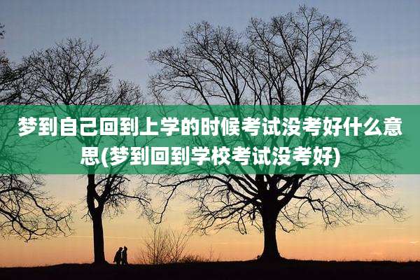 梦到自己回到上学的时候考试没考好什么意思(梦到回到学校考试没考好)