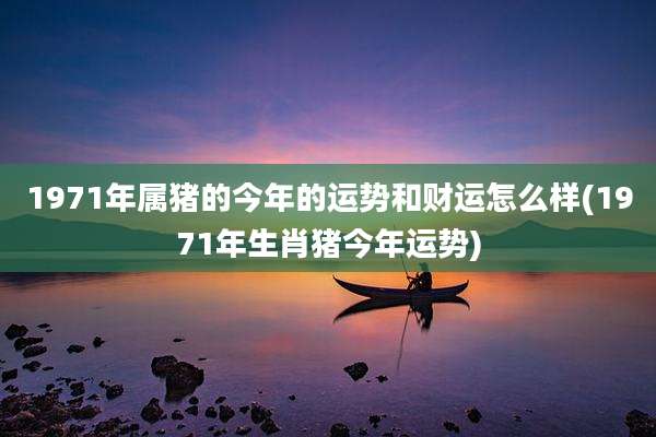1971年属猪的今年的运势和财运怎么样(1971年生肖猪今年运势)