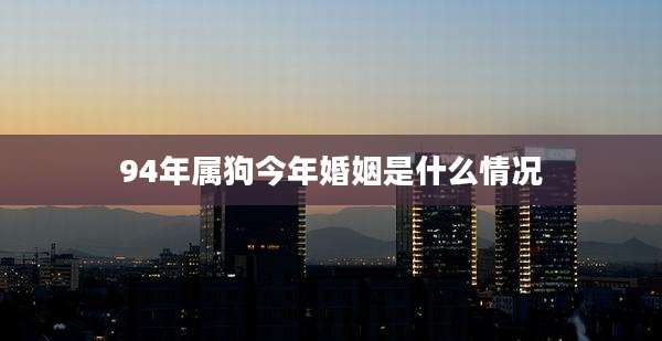 94年属狗今年婚姻是什么情况