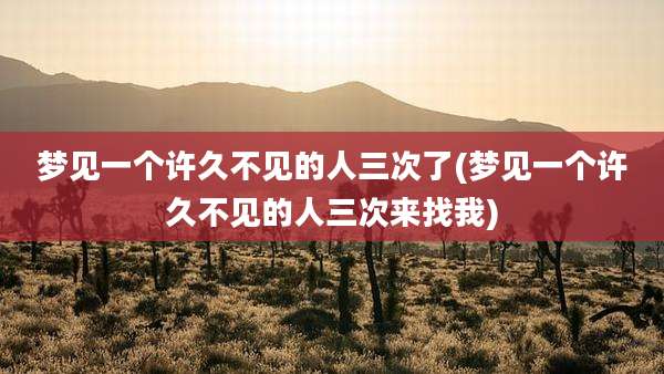 梦见一个许久不见的人三次了(梦见一个许久不见的人三次来找我)