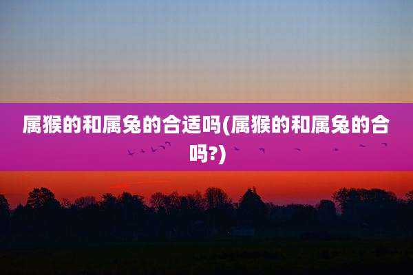 属猴的和属兔的合适吗(属猴的和属兔的合吗?)