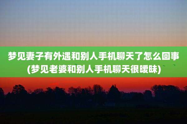 梦见妻子有外遇和别人手机聊天了怎么回事(梦见老婆和别人手机聊天很暧昧)