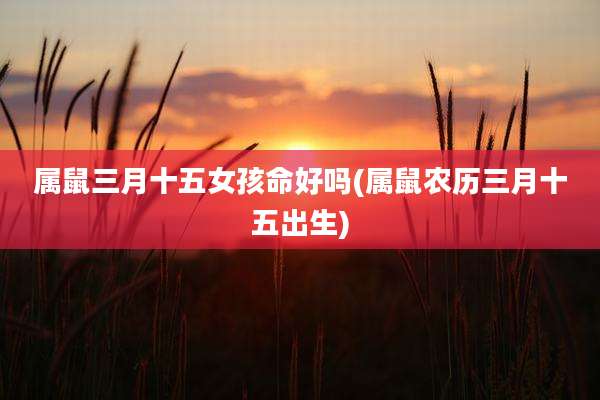 属鼠三月十五女孩命好吗(属鼠农历三月十五出生)