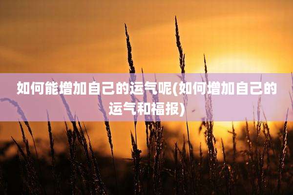 如何能增加自己的运气呢(如何增加自己的运气和福报)
