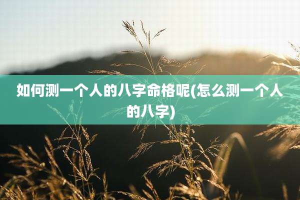 如何测一个人的八字命格呢(怎么测一个人的八字)