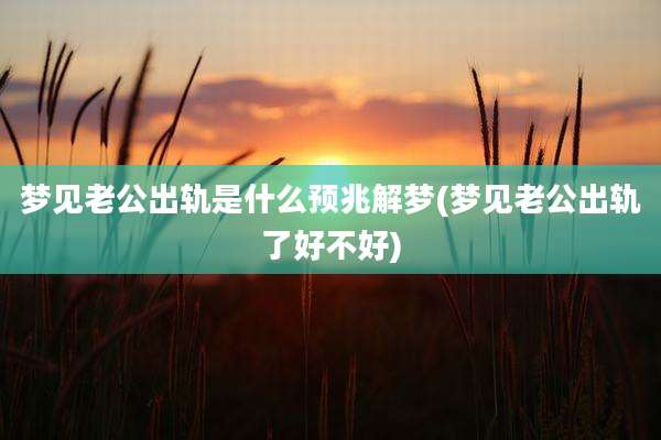 梦见老公出轨是什么预兆解梦(梦见老公出轨了好不好)