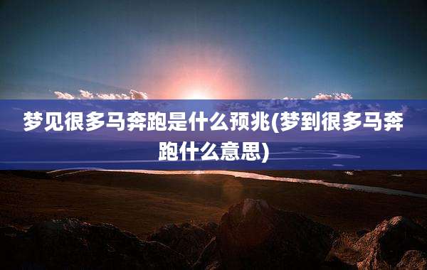 梦见很多马奔跑是什么预兆(梦到很多马奔跑什么意思)
