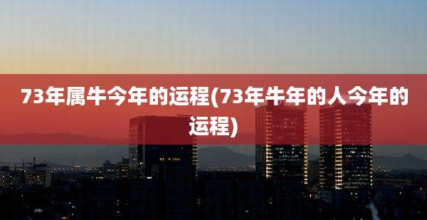 73年属牛今年的运程(73年牛年的人今年的运程)