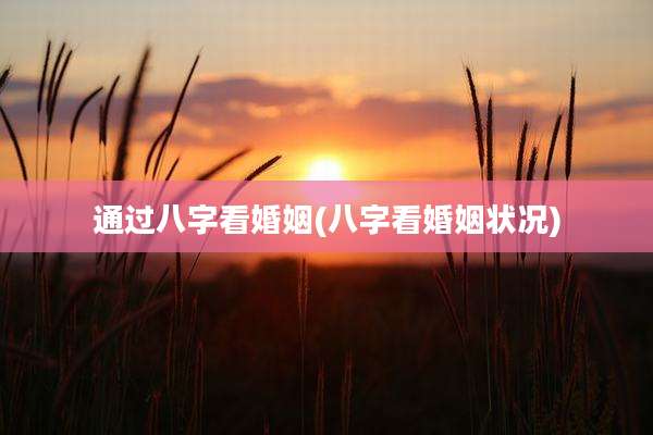通过八字看婚姻(八字看婚姻状况)