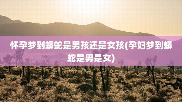 怀孕梦到蟒蛇是男孩还是女孩(孕妇梦到蟒蛇是男是女)