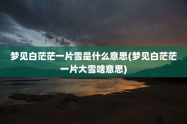 梦见白茫茫一片雪是什么意思(梦见白茫茫一片大雪啥意思)