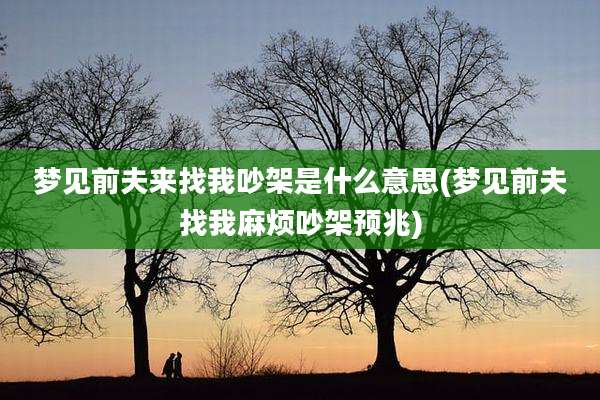 梦见前夫来找我吵架是什么意思(梦见前夫找我麻烦吵架预兆)