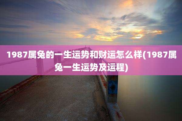 1987属兔的一生运势和财运怎么样(1987属兔一生运势及运程)