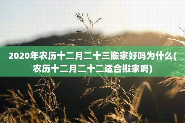 2020年农历十二月二十三搬家好吗为什么(农历十二月二十二适合搬家吗)