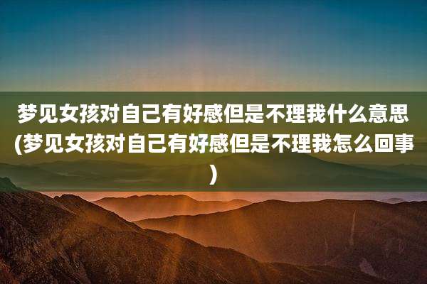 梦见女孩对自己有好感但是不理我什么意思(梦见女孩对自己有好感但是不理我怎么回事)