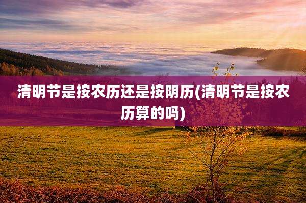 清明节是按农历还是按阴历(清明节是按农历算的吗)