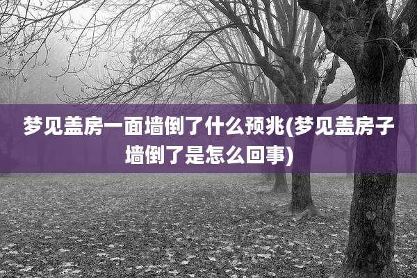 梦见盖房一面墙倒了什么预兆(梦见盖房子墙倒了是怎么回事)