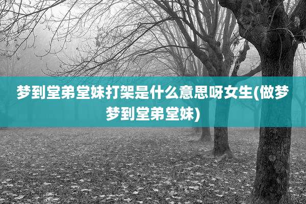 梦到堂弟堂妹打架是什么意思呀女生(做梦梦到堂弟堂妹)