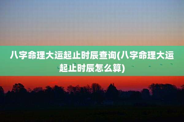 八字命理大运起止时辰查询(八字命理大运起止时辰怎么算)