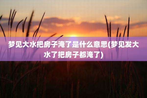 梦见大水把房子淹了是什么意思(梦见发大水了把房子都淹了)
