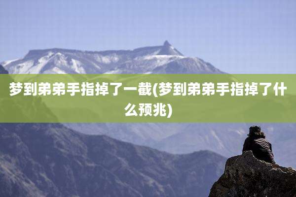 梦到弟弟手指掉了一截(梦到弟弟手指掉了什么预兆)