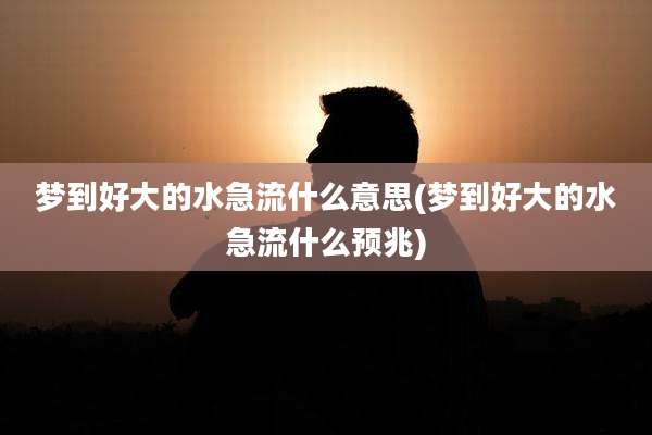 梦到好大的水急流什么意思(梦到好大的水急流什么预兆)