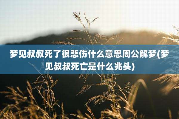 梦见叔叔死了很悲伤什么意思周公解梦(梦见叔叔死亡是什么兆头)