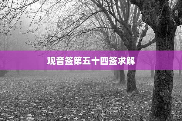 观音签第五十四签求解
