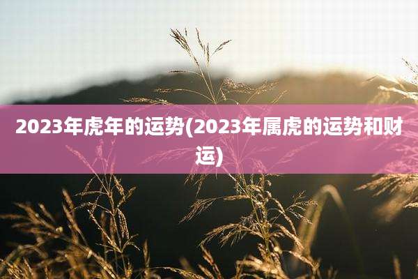2023年虎年的运势(2023年属虎的运势和财运)