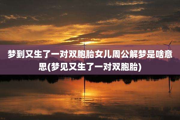 梦到又生了一对双胞胎女儿周公解梦是啥意思(梦见又生了一对双胞胎)