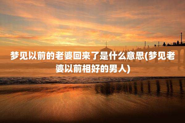 梦见以前的老婆回来了是什么意思(梦见老婆以前相好的男人)