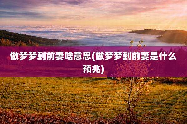 做梦梦到前妻啥意思(做梦梦到前妻是什么预兆)