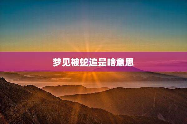 梦见被蛇追是啥意思