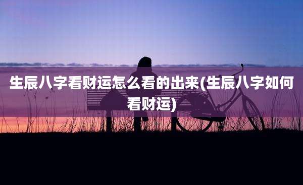 生辰八字看财运怎么看的出来(生辰八字如何看财运)