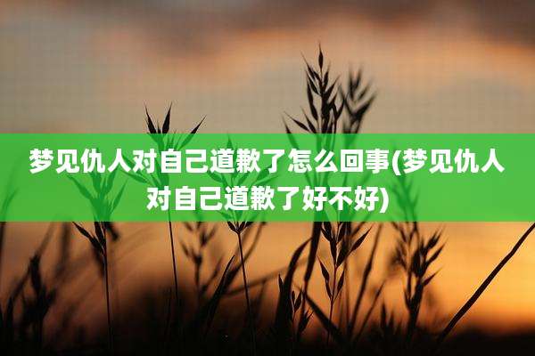 梦见仇人对自己道歉了怎么回事(梦见仇人对自己道歉了好不好)