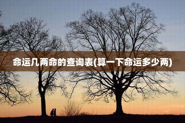 命运几两命的查询表(算一下命运多少两)
