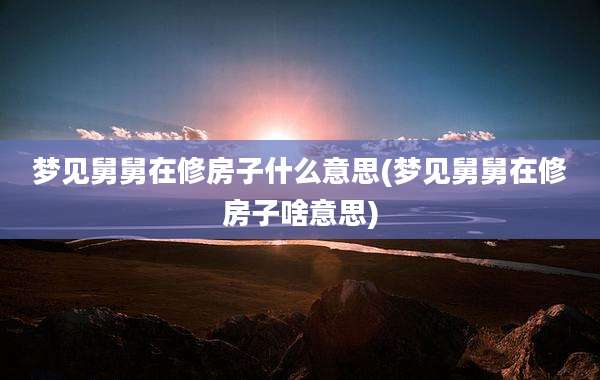 梦见舅舅在修房子什么意思(梦见舅舅在修房子啥意思)