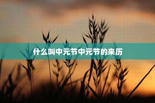 什么叫中元节中元节的来历