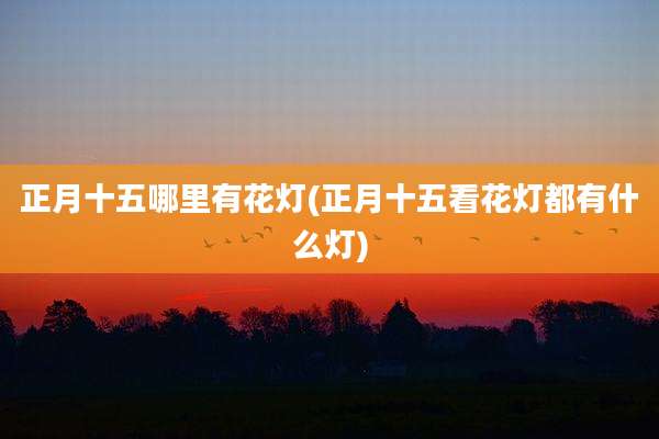 正月十五哪里有花灯(正月十五看花灯都有什么灯)