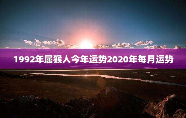 1992年属猴人今年运势2020年每月运势