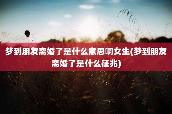 梦到朋友离婚了是什么意思啊女生(梦到朋友离婚了是什么征兆)