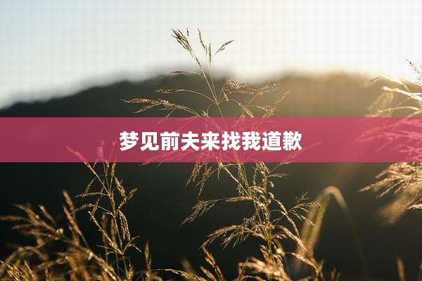 梦见前夫来找我道歉