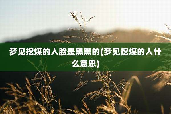 梦见挖煤的人脸是黑黑的(梦见挖煤的人什么意思)