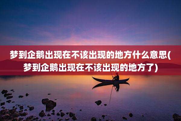 梦到企鹅出现在不该出现的地方什么意思(梦到企鹅出现在不该出现的地方了)