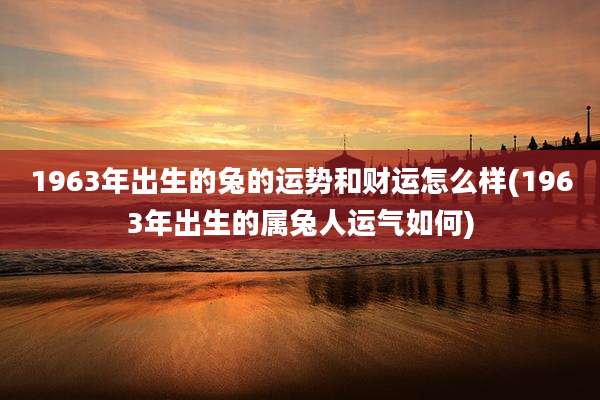 1963年出生的兔的运势和财运怎么样(1963年出生的属兔人运气如何)