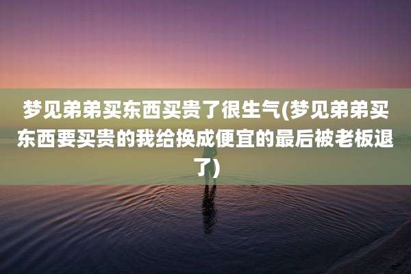梦见弟弟买东西买贵了很生气(梦见弟弟买东西要买贵的我给换成便宜的最后被老板退了)