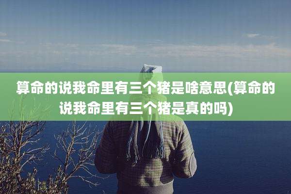 算命的说我命里有三个猪是啥意思(算命的说我命里有三个猪是真的吗)